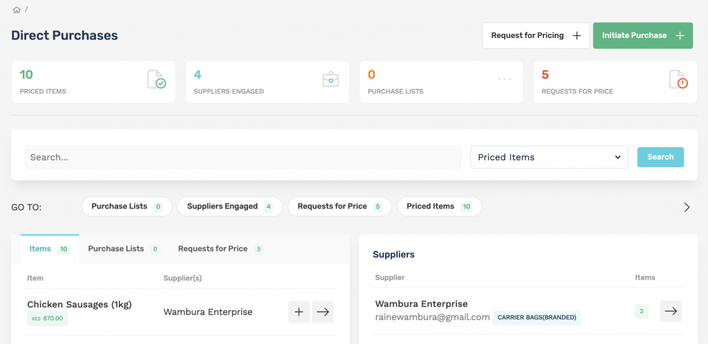 Direct purchases in Scale