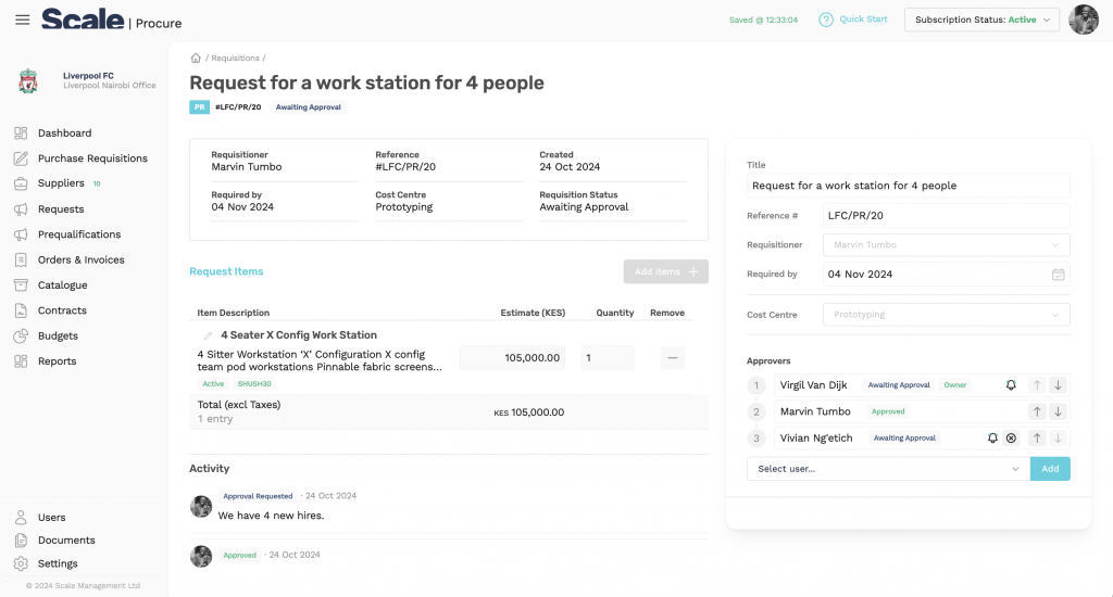 Scale's Internal Requisition Module