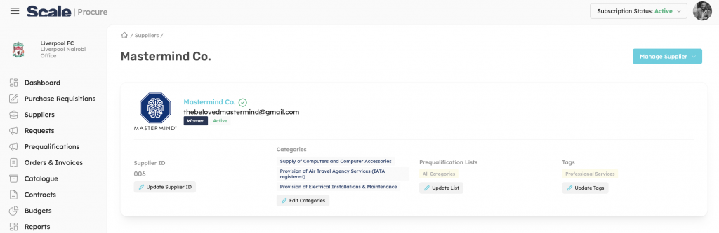 Supplier Profile